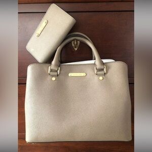 MICHAEL KORS SAVANNAH MEDIUM SATCHEL WALLET Dark Dune NWT $446